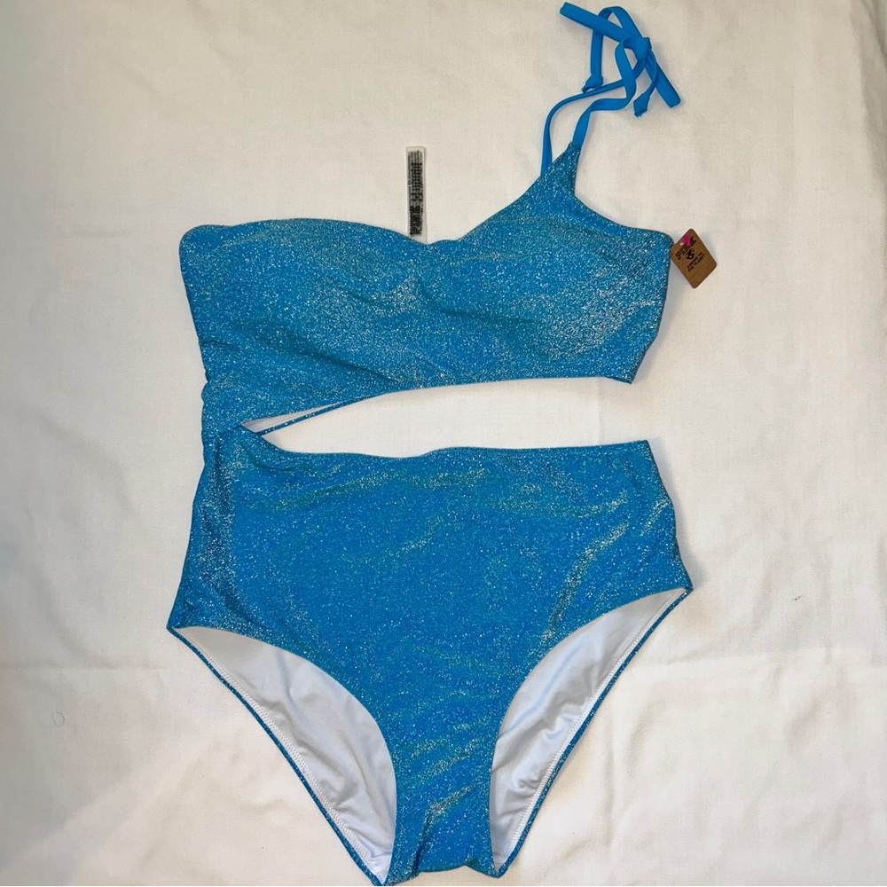 NWT: Victoria’s Secret Shimmer One-Shoulder One-Piece Swimsuit | XL | BLUE